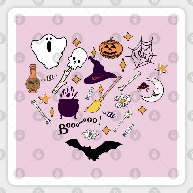 Halloween Doodles Heart Shape Sticker by antarte